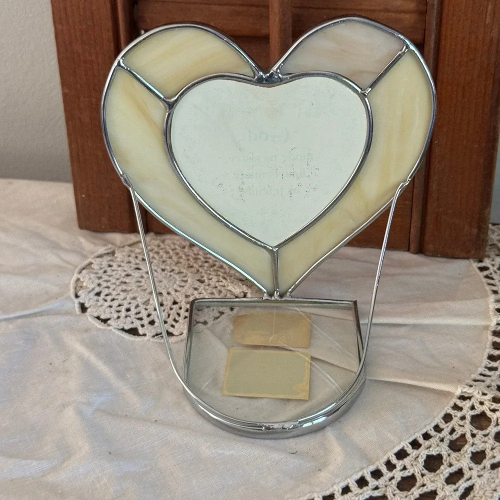Stained Slag Glass Heart Picture Frame God Made Us Sister Hearts Made Us Friends